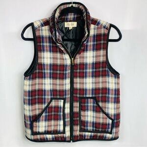 Bo Bel Women’s Sz Small Multi Color Plaid Quilted Puffer Zippered Vest
